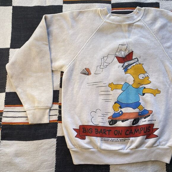 Vintage 1990 Bart Simpson “Big Bart On campus” Crewneck Sweater. 10/12. Rare. - Picture 11 of 12